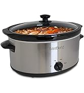 West Bend Manual Crockery Slow Cooker with Oval Ceramic Cooking Vessel and Glass Lid Certified, 6...