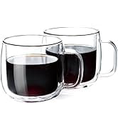 Unbreakable Glass Coffee Mugs,300ml/10oz Double Walled Insulated Coffee Mugs Set of 2 Borosilicat...
