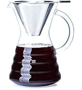 Unbreakable Pour Over Coffee Maker,800ml/27oz Paperless Borosilicate Glass Carafe and Reusable St...