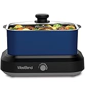 West Bend 87905B Slow Cooker Large Capacity Non-stick Variable Temperature Control Includes Trave...