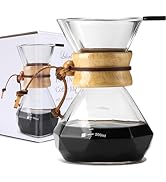Lalord Pour Over Coffee Maker with Stainless Steel Filter, Borosilicate Glass Coffee Carafe, Mode...