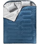 MEREZA Double Sleeping Bag for Adults Mens with Pillow, XL Queen Size Two Person Sleeping Bag for...