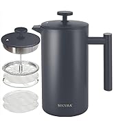 Secura French Press Coffee Maker, Double-Wall 304 Grade Stainless Steel Coffee Press with 2 Extra...