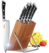 Kitchen Knife Set, 6-Piece Small Knife Set with Wooden Block, Super Sharp, High Carbon Stainless ...