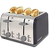 West Bend 4 Slice Toaster with Extra Wide Slots, Bagel Settings, Ultimate Toast Lift and Removabl...