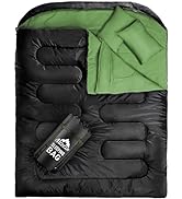 MEREZA Double Sleeping Bag with Draft Tube, 2 Person Sleeping Bags for Adults for Camping, Queen ...