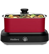 West Bend 87905R Slow Cooker Large Capacity Non-stick Variable Temperature Control Includes Trave...