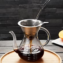 glass pour over coffee maker pot manual dripper brewer kettle stainless steel filter holder chemex