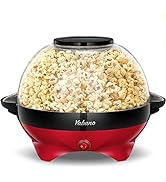Popcorn Machine, 6-Quart Popcorn Popper maker, Nonstick Plate, Electric Stirring with Quick-Heat ...
