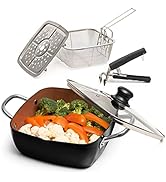 Moss & Stone Copper 5 Piece Set Chef Cookware, Non Stick Pan, Deep Square Pan, Fry Basket, Steame...