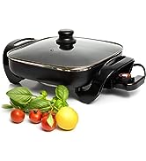 Moss & Stone Nonstick Electric Skillet 12 Inch Aluminum Electric Fryer With 2 Layers Of Non-Stick...