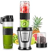 Personal Blender with 2 x 20oz Travel Bottle and Coffee/Spices Jar, Portable Smoothie Blender and...