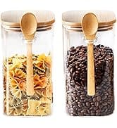 Unbreakable Glass Jars,1475ml/49oz Glass Kitchen Canisters Set of 2 with Airtight Bamboo Lid and ...