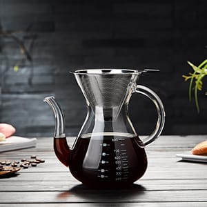 glass pour over coffee maker pot manual dripper brewer kettle stainless steel filter holder chemex