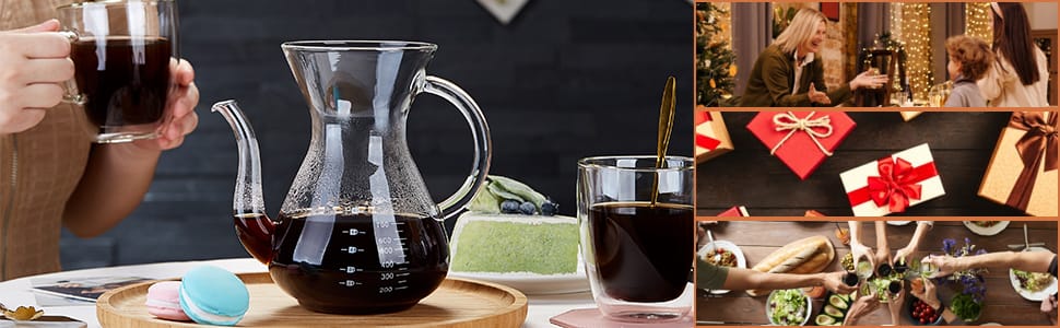 glass pour over coffee maker pot manual dripper brewer kettle stainless steel filter holder chemex