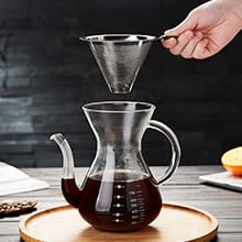 glass pour over coffee maker pot manual dripper brewer kettle stainless steel filter holder chemex