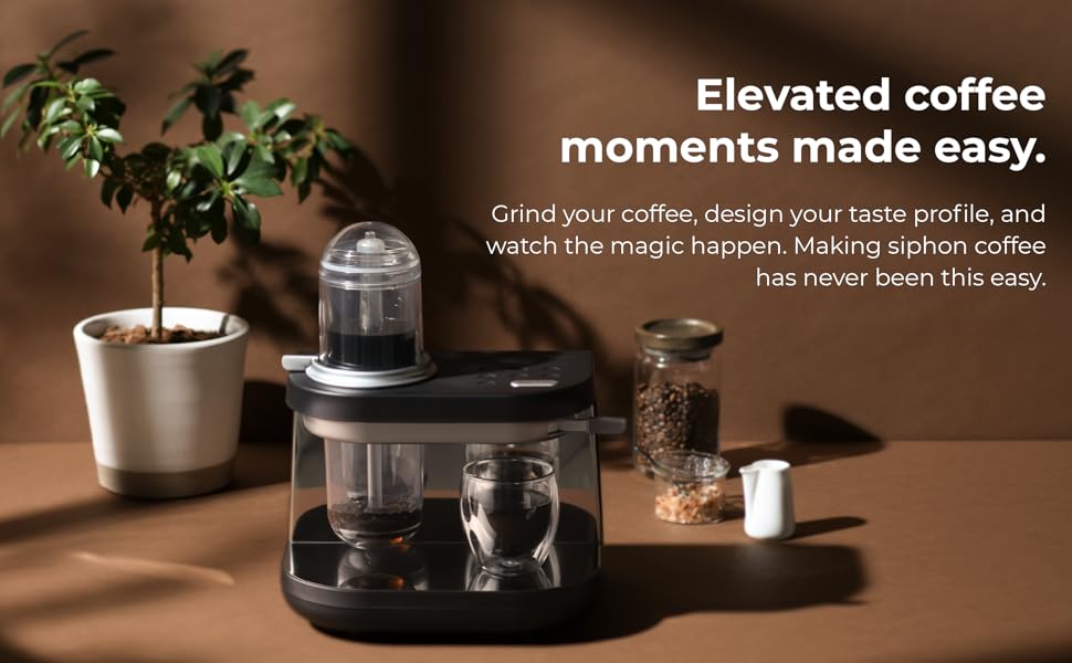 Siphonysta on table, elevated coffee moments made easy in text